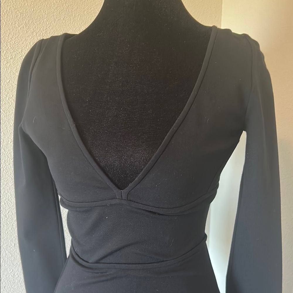 DSQUARED2 Black Long Sleeve V-Neck  Dress